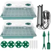 2x 40 Hole Plant Seeds Grow Box Propagation Nursery Seedling Starter Tray+Light