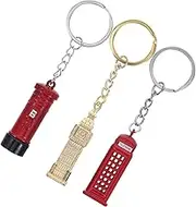 MAGICLULU 3pcs Cute Keychain Charms Keychain Backpack Keychain Purse Hanging Decor Souvenir Travel Keychain (big Ben, Telephone Booth, and Post Style