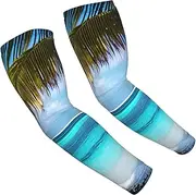 [FSCEV] Tahiti Beach Sun Protection Arm Sleeves Outdoor Essentials Cooling Compression Golf Hiking Cycling