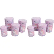 8pc LVD Metal Tins Home Organiser Canister Storage Container Cylinder Unicorn