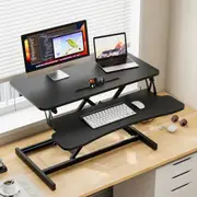 ApexSpace Wide Standing Desk Converter, Height Adjustable Sit to Stand Up Riser Desk 80 x 40+27cm Tabletop with Keyboard Tray Laptop Workstation Black