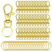 60pcs Gold Swivel Snap Hooks with Key Rings,Keychain Clip Hooks, Key Chain