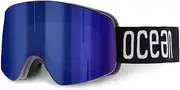Ocean OCN-YH6201-2 Unisex Mountain Climbing Goggles, Dual Lens, UV Protection, Anti-Fog, Anti-Scratch, Black (Blue REVO Lens)
