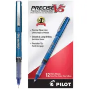 35335 Pilot V-5 Precise Rollerball Pen, Ex Fine 0.5mm, Blue Ink, Pack of 24