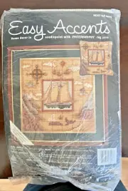 RARE Easy Accents Sail Away Needlepoint 062057 Nautical Pillow Wall Rug