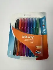 Paper Mate InkJoy 100 Ballpoint Stick Pen 1mm Assorted 8 Pack W/ Free Notebook