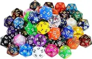 SmartDealsPro 50-Pack 20 Sided Dice D20 Polyhedral Dice with Pouch for DND RPG MTG Table Game