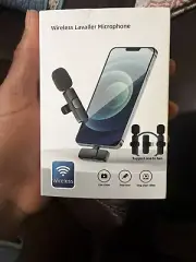 Lavalier Wireless Microphone Audio Video Recording Mini Mic For iphone 2pk