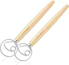Pack of 2 Danish Dough Whisk Wooden Handle Mixer Bread Sourdough Batter Baking