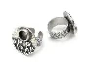 Flower Ring Setting , Tulip Ring, Hammered Round Ring Blank , Cabochon 8mm Blank