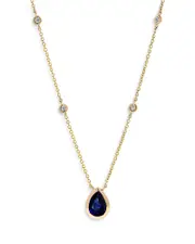 Bloomingdale's Fine Collection Blue Sapphire & Diamond Pendant Necklace 14K Yellow Gold, 16