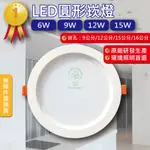 LED圓形崁燈 旋壓式崁燈 6W 9W 12W 15W LED燈 居家照明 商業照明