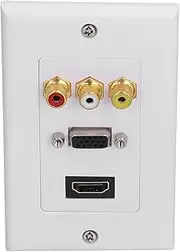 Grcfumo 1 Pc Audio Video Wall Socket, Coax Recessed Wall Plate Cable Concealer Management Kit, ABS Wear Stubborn Durable No Welding Required Integrated Multimedia Wall Panel