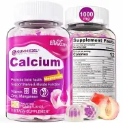 Sugar-Free Calcium Citrate Gummies 1000mg Vitamin D3 K2 Magnesium Zinc Boron ...