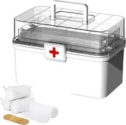 CENRF Portable Medicine Box - 3-Layers Pill Storage Box Medicine Cabinet - Large Capacity Medicine Case Organizer with Handle Buckle for Home, Camping, Travel