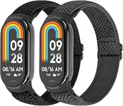 [Puhuite] Elastic Bands Compatible with Xiaomi Mi Band 8/Xiaomi Mi Band 9, Stretchy Nylon Replacement Sport Wristband for Xiaomi Smart Band 8/Xiaomi Smart Band 9 Watch Band Accessories for Women Men