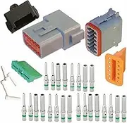 33Pcs 1 Set Deutsch DT Series 12 Way Pin(12 pin,12P) Male/Female Kit with 4x114017 White Sealing blanks 1 Dust Cover Multi Plug Electrical Connector Plug Waterproof