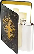 Suck UK Stainless Steel 4 Oz Hip Flask Hip Flask in A Book Hidden Flasks for Liquor to Smuggle Your Booze Groomsmen Gifts for Men Secret Flask & Funny Alcohol Gifts Black