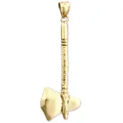 14K Gold Native Indian Tomahawk Pendant