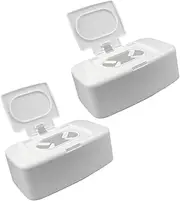 ASAKKURA 2pcs Portable Wipes Dispenser Case Refillable Wipe Holder for Car Home Material with Non Slip Base Convenient Organizer for Tissue Storage