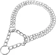 COSMEVIVI Dog Collar p Training Collar Metal Chain Double Row Collar for Medium Dogs 2.0mm x 50cm Silver