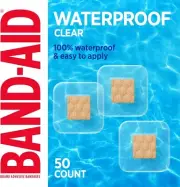 BAND-AID Brand Waterproof Clear Spot Adhesive Square Bandages, One Size