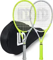 LUNNADE Adults Tennis Racket 27 Inch, Shockproof Carbon Fiber Tennis Racquet Light-Weight, Pre-Strung and Regrip, Suitable for Beginners to Intermediate Players