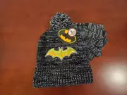 Boys DC Batman Knit Beanie Hat & Winter Gloves Set Black /Gray Youth Kid NWT