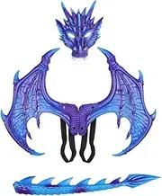 Costume Bay Kids Dragon Wing Set with Mask and Tail, Waterproof and Foldable, Soft Non-Toxic Material, Perfect for Dragon or Vampire Cosplay, Halloween, and Costume Parties