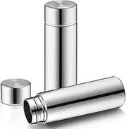 Vesici Mini Water Bottles 4.4 oz Cute Small Insulated Stainless Steel Purse Water Bottles Pocket Slim Flask Keeps Drink Cold and Hot for Women Lunch Bag Coffee(Silver,2 Pack)