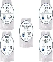 Nippon Dexie KPC159PP Plastic Cup, 9.8 fl oz (275 ml), Transparent, Pack of 15 x 5, Disposable, Made in Japan