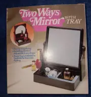 Vtg NOS Hong Kong Two Ways Mirror With Tray NEW Box Magnifying Foldable #671 HTF