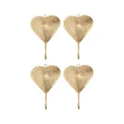 4x Willow & Silk Antique Gold 19cm Coat/Scarf Metal Heart Wall Hooks/Organiser