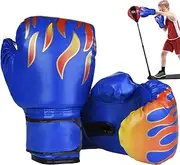 Boxing Gloves for Kids 6-11 Years Old, Flame Pattern Kids Boxing Gloves, Breathable PU Boxing Gloves with Fastening Tape, Sponge Filled Boxing Mitts for Training, Exercising, Games