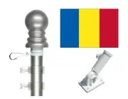 Andorra No Seal 3'x5' Polyester Flag & Spinner Flagpole Set w/Adjustable Bracket