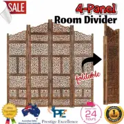 4 Panel Wooden Room Divider Screen Foldable Privacy Stand Wood Folding Partition