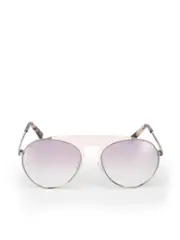 Pink Leather Trim Mirrored Sunglasses