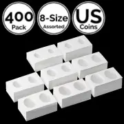 400 Pack 8 Size Assorted 2 IN Cardboard Coin Flip 4 Cent Dime Quarter Silver Dlr