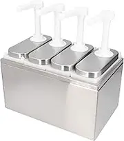 Stainless Steel Condiment Pump Dispenser, Easy Operation, Food Grade Material, Removable and Durable, Wide Application with 1L Capacity for Home Kitchen (4 Pumps)