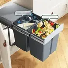 Dual Pull Out Trash Can Under Cabinet Recycling Bin Kitchen Laundry with Lid