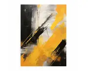 Yellow Black Abstract Painting Canvas Print