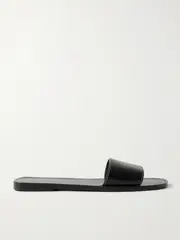 [The Row] The Row - Link Leather Slides - Black - IT39.5 IT 39.5 Black