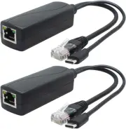 ANVISION 2-Pack 5V Gigabit PoE Splitter, USB Type C, 48V to 5V 2.4A, IEEE 802...