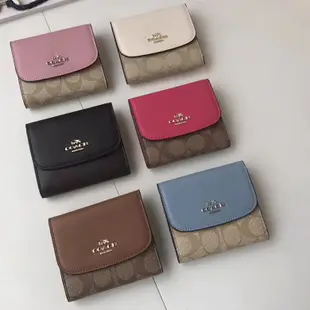 空姐精品代購 COACH 87589 新款女士立體馬車logo三折短款錢夾 後置拉鏈零錢袋 多卡位大容量 附代購憑證