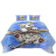 Cute Animal Art White Tiger Cub Adventure Coverlet