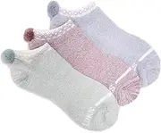 [MUK LUKS] 3 Pack Dream Step Low Cut w/Pom, Multi, OS (6-11), Multi, One Size