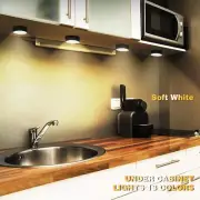 LED Cabinet Light RGBW Puck Lamp Remote Control Battery Powered Dimmable Kitchen