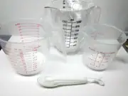 UNBRANDED 3-Piece Clear Measuring Cup Set - 5 CUP / 4 CUP / 2 CUP W/ SPOONS!