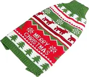 JUMPLAWN Christmas Elk Pattern Dog Sweater Warm Knitted Pet Clothes for Holiday Parties Thickened Knitwear for Dogs Stylish Festive Outfit Present for Pets