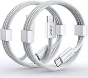 LISEN 2 Pack 240W USB C to USB C Cable 2M USBC to USBC Cable PD Fast Charging Type C Cable USB C Charger Cable for iPhone 16, MacBook Pro, iPad Pro, Matebook, Chromebook, Pixel, Samsung S24 S25